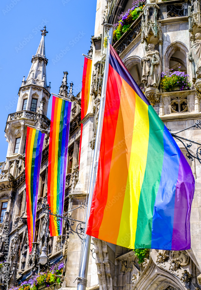 LGBT Rainbow flag at the munich city hall