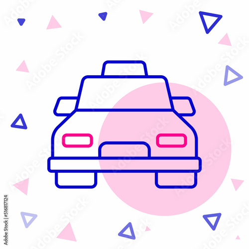 Line Taxi car icon isolated on white background. Colorful outline concept. Vector