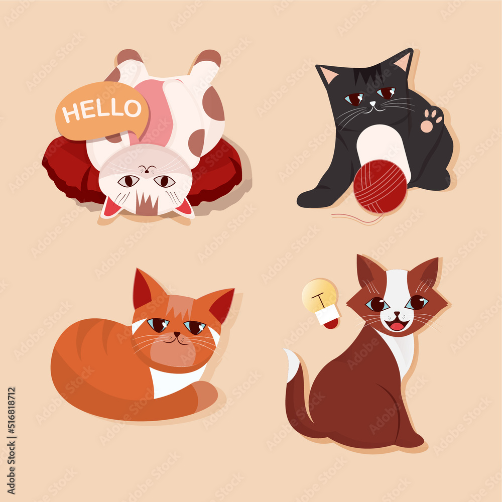 Fototapeta premium set of funny cartoon cats
