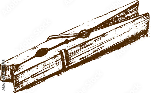 Clothes peg  clothes pin hand drawn vector illustration