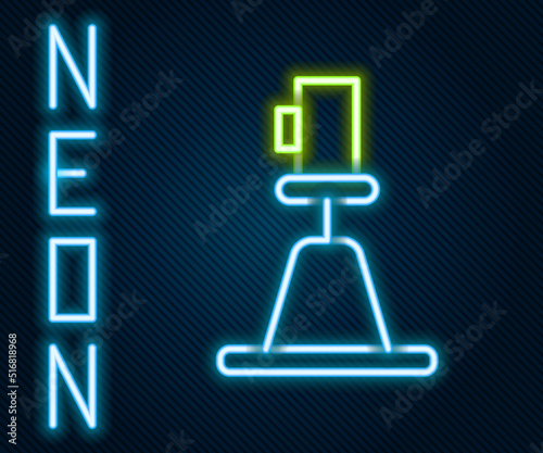 Glowing neon line Tacheometer, theodolite icon isolated on black background. Geological survey, engineering equipment for measurement and research. Colorful outline concept. Vector