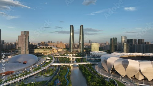 city skyline in hangzhou china