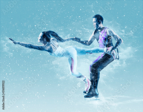 Lift. Duo figure skating in action