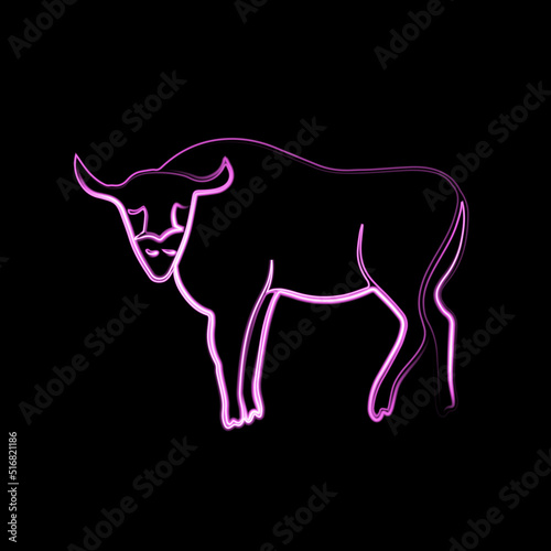 Vector illustration of bison with neon effect.