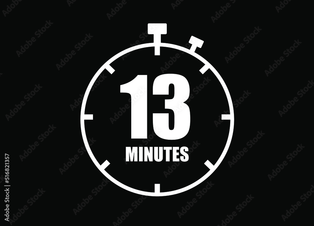 13 Minutes. Simple timer clock. Vector with black background. 13 Minutes. Simple timer clock. Vector with black background.