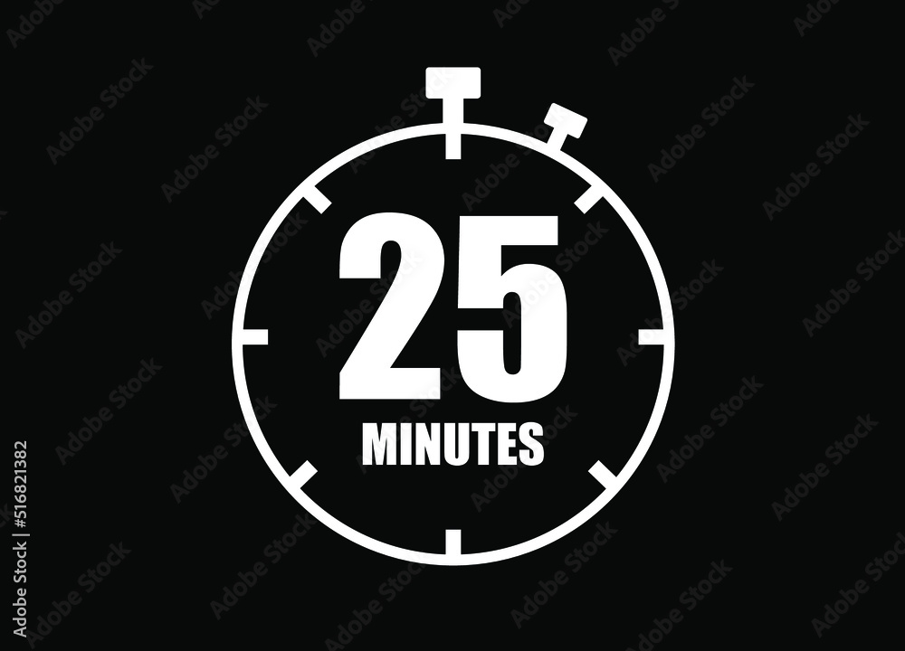25 Minutes. Simple timer clock. Vector with black background. 25 Minutes. Simple timer clock. Vector with black background.