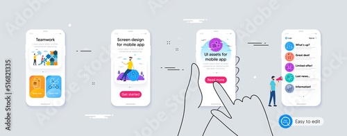Set of Metro, Road and Pin marker line icons. Phone ui interface. Include Journey, Wholesale goods, Baby carriage icons. Cardboard box, Food delivery, Paper plane web elements. Vector