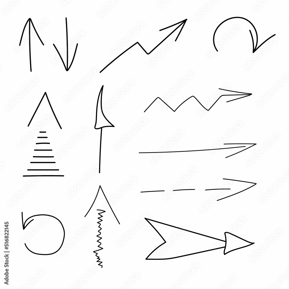 Set of arrow pointers in black on a white background Set of arrow pointers in black on a white background