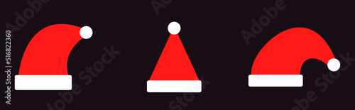 Set of Christmas Santa Claus hats, vector illustration