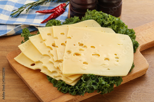 Sliced maasdam cheese for breakfast