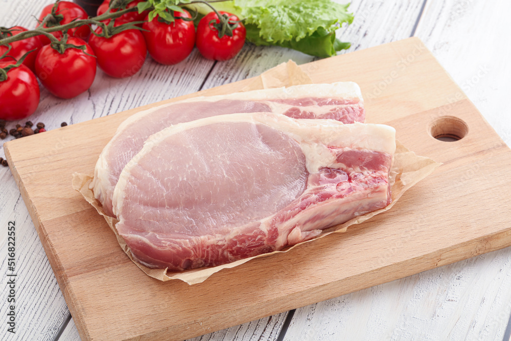 Raw pork t-bone steak for grill Raw pork t-bone steak for grill