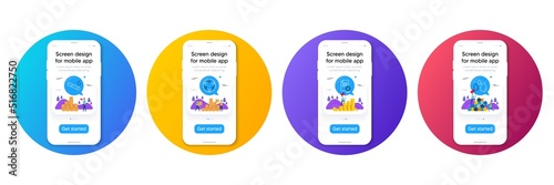Minimal set of Inclusion, Smoking and Certificate line icons. Phone, cellphone ui interface mockup. Water drop icons. For web development. Equity justice, Cigarette, Diploma. Aqua. Vector