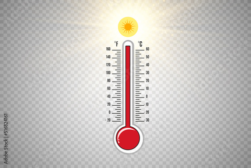 Meteorological thermometers on a white background. Blue and red thermometers. Vector illustration	
