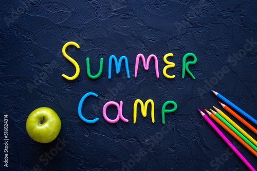 Fototapeta Naklejka Na Ścianę i Meble -  Words Summer Camp made from colorful letters. Summer kids vacation concept