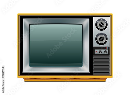 Detailed icon representing yellow retro tv photo