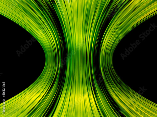 Abstract background with infinite light trails of green color.