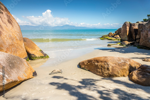 Rocky secluded beach corner in Florianopolis, Brazil