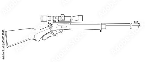 Firearms line art style, Shooting gun, Weapon illustration, Vector Line, Gun illustration, Modern Gun, Military concept, Pistol line art for training
