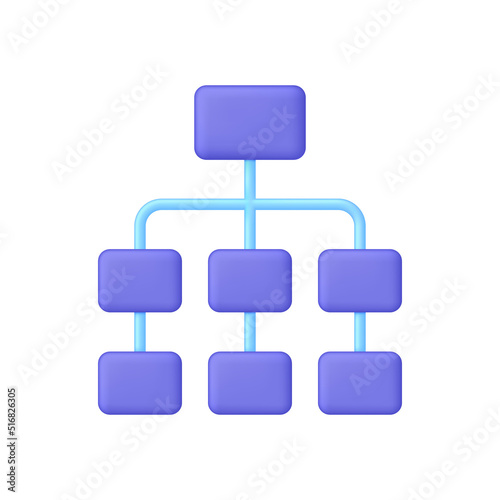 3D Hierarchy icon isolated on white background. Enterprise management subordinate structure. Delegating, assignment, distribution. Can be used for many purposes.