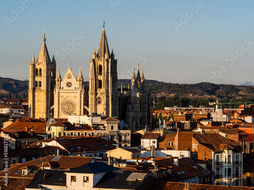 View of the gothic cathedral of Santa María, León, Spain. 