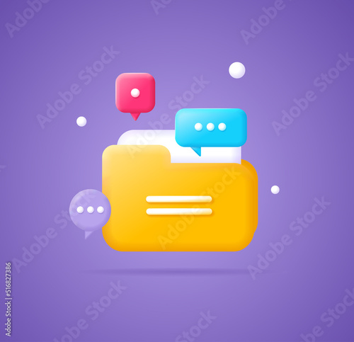 3d Folder Plasticine Cartoon Style. Vector