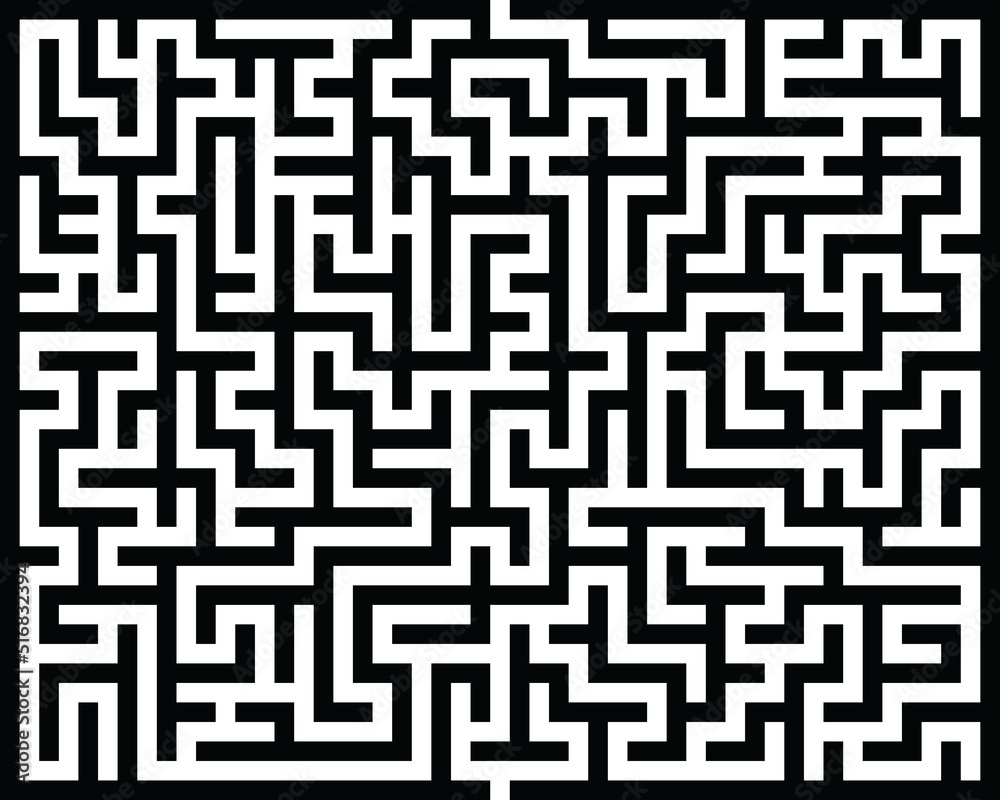 Illustration of big black Maze / Labyrinth with entry and exit	