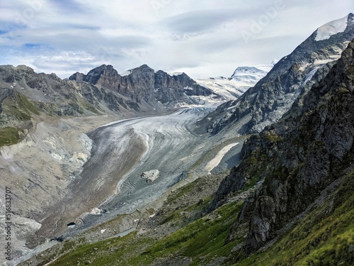 Glacier de Corbassiere. Beautiful glacier in the Valais alps. View of the grand combin. Hiking mountaineering in Swiss. High quality photo photo