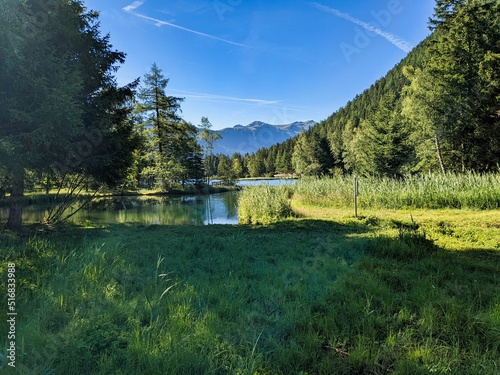 lac de champex. Beautiful mountain lake above Orsières in Valais. idyllic landscape. Enjoy the silence of nature. High quality photo photo