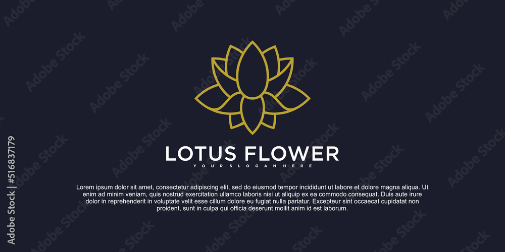 Minimalist lotus flower logo with creative line art style Premium Vektor