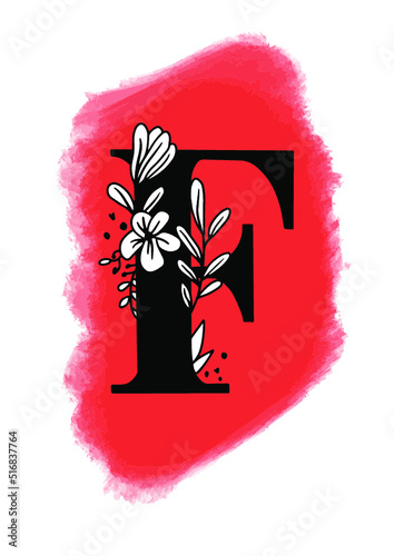 Logo de brocha con letra F y flores