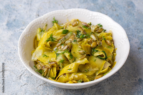 Turkish Squash Zucchini Slices cut with Knife - Kabak Siyirma