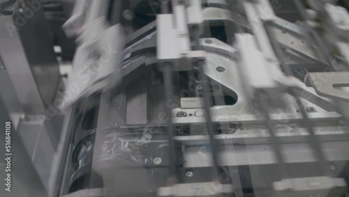 Capsule blister packing machine. Production line of medical capsule drug. Pharmaceutical industry.