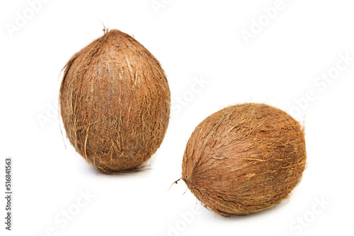 Coconuts whole isolated on white background. Clipping path.