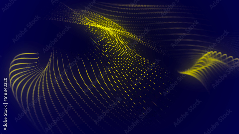 Big Data visualization. Data technology illustration. Abstract digital particle wave. Futuristic dotted wave. 3D rendering. Big Data visualization. Data technology illustration. Abstract digital particle wave. Futuristic dotted wave. 3D rendering.