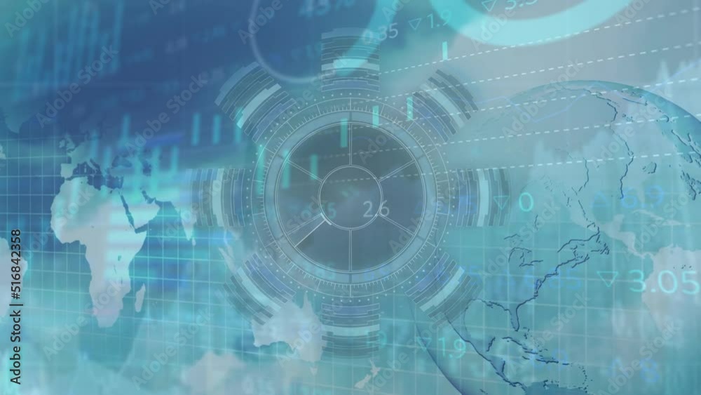 Animation of data processing over blue background Animation of data processing over blue background