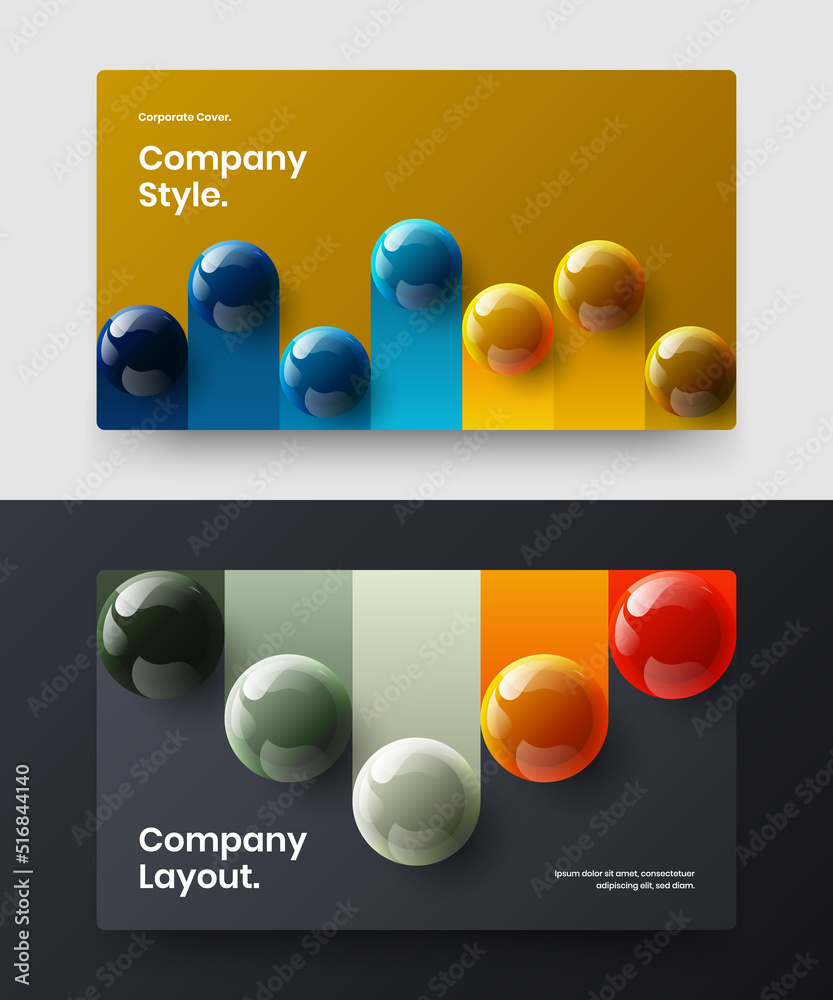 Original site screen design vector illustration collection. Clean 3D spheres cover concept composition.