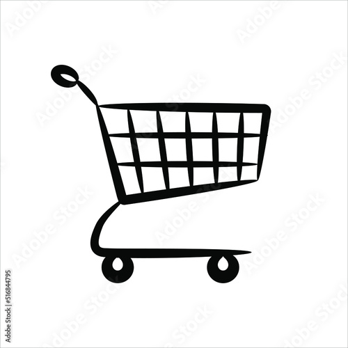 Shopping carts, abstract silhouette on white background. Collection of icons for shop. Vector illustration view from side