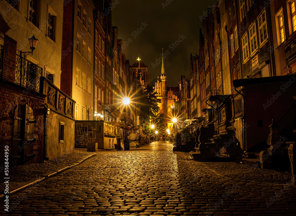 Obraz premium Gdańska starówka nocą