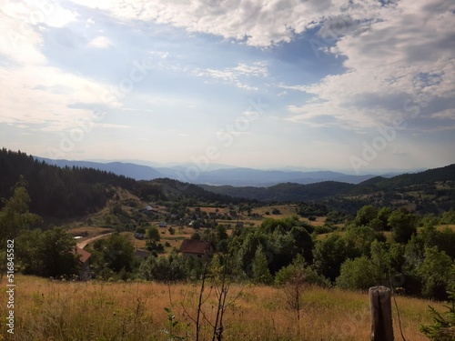 Landscape of village Pavlovac and mountain Jahorina, Bosnia and Herzegovina