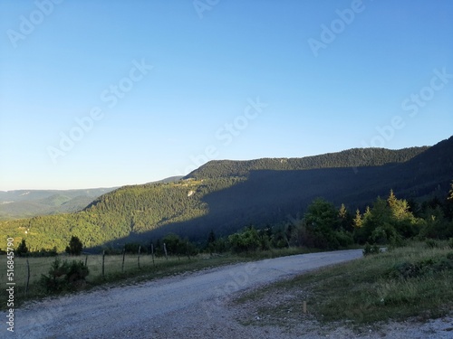 Landscape of mountain Trebevic and Jahorina in sunset, Bosnia and Herzegovina