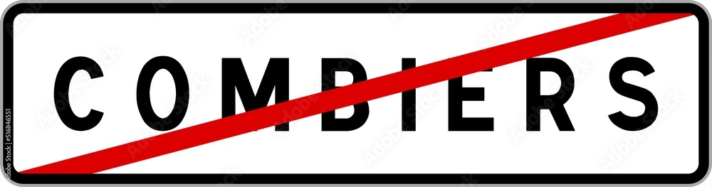 Panneau sortie ville agglomération Combiers / Town exit sign Combiers Panneau sortie ville agglomération Combiers / Town exit sign Combiers