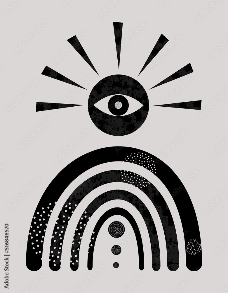 Esoteric concept. All-seeng eye. Vector illustration for wall art, home decor, print. Esoteric concept. All-seeng eye. Vector illustration for wall art, home decor, print.
