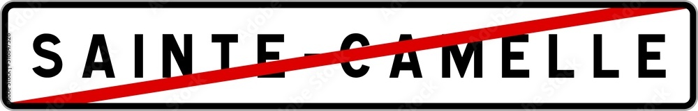 Obraz premium Panneau sortie ville agglomération Sainte-Camelle / Town exit sign Sainte-Camelle