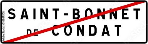 Panneau sortie ville agglomération Saint-Bonnet-de-Condat / Town exit sign Saint-Bonnet-de-Condat photo