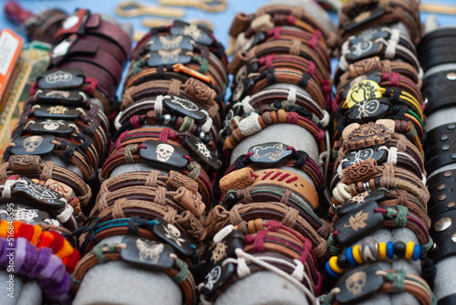 colorful bracelets in a market