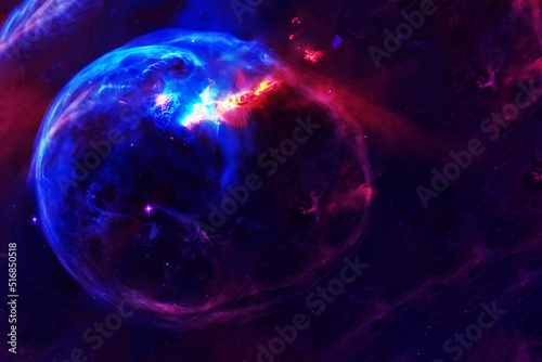 Blue, bright space nebula. Elements of this image furnished by NASA