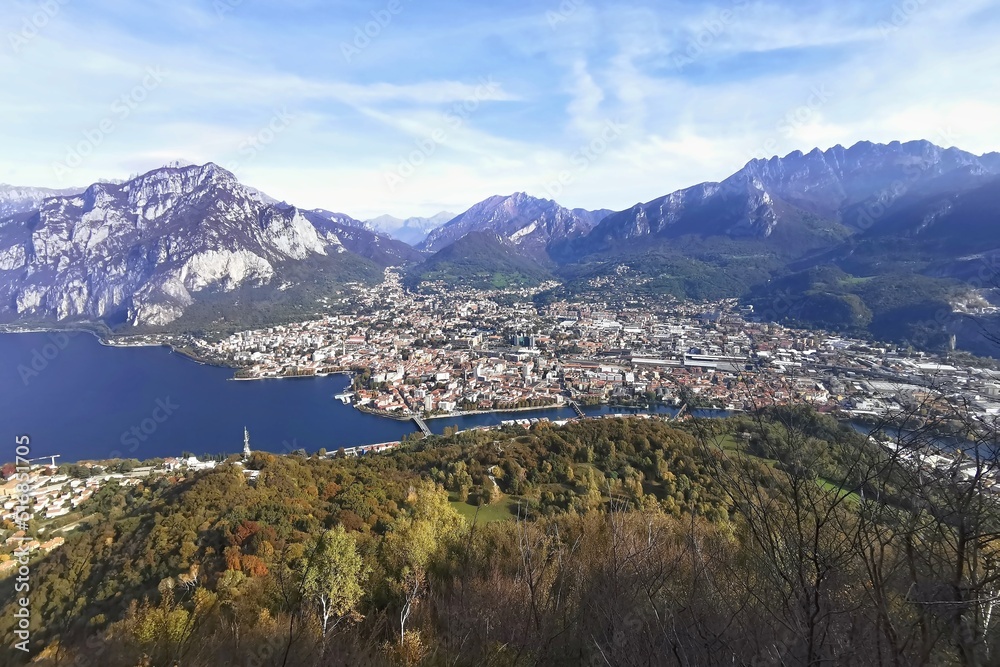 view of the city of Lecco on Lake Como