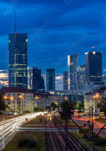 Fotografie, Obraz Panorama nowoczesnej Warszawy, centrum, 2022 r.
