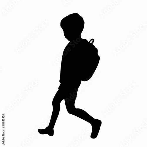 a school boy walking body silhouette vector