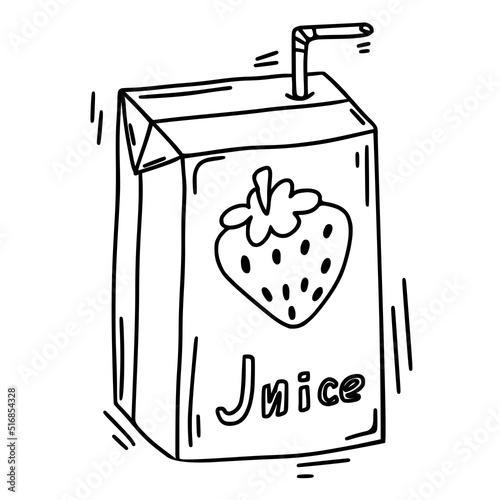 Doodle pack of juice. Vector illustration